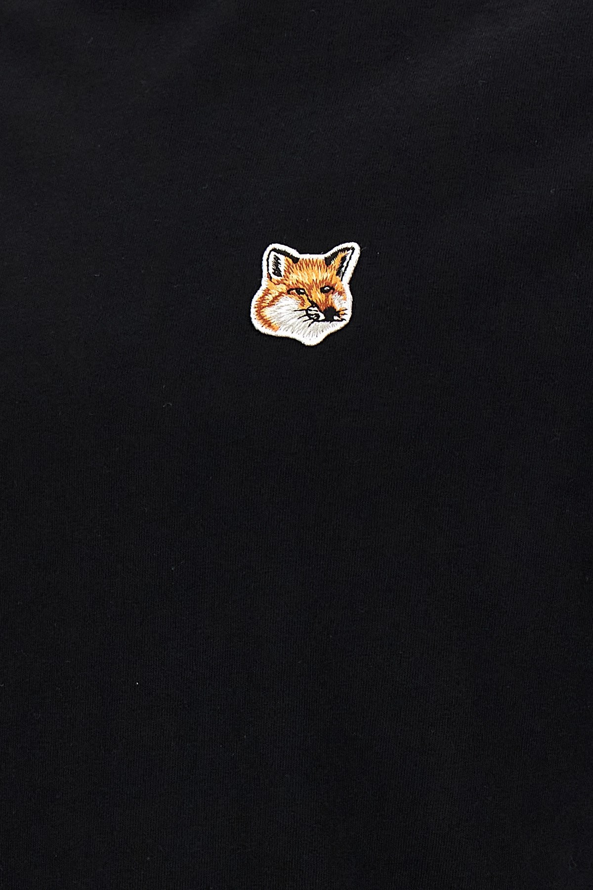 Maison Kitsuné Black T-shirt With Fox Head Patch In Cotton In Black