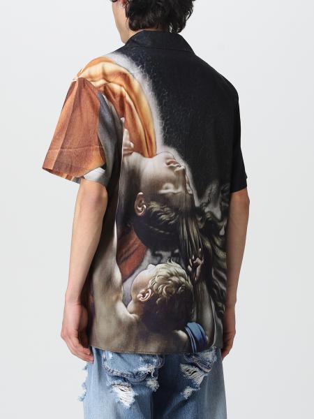 Balmain Graphic-print Short-sleeve Shirt In Black