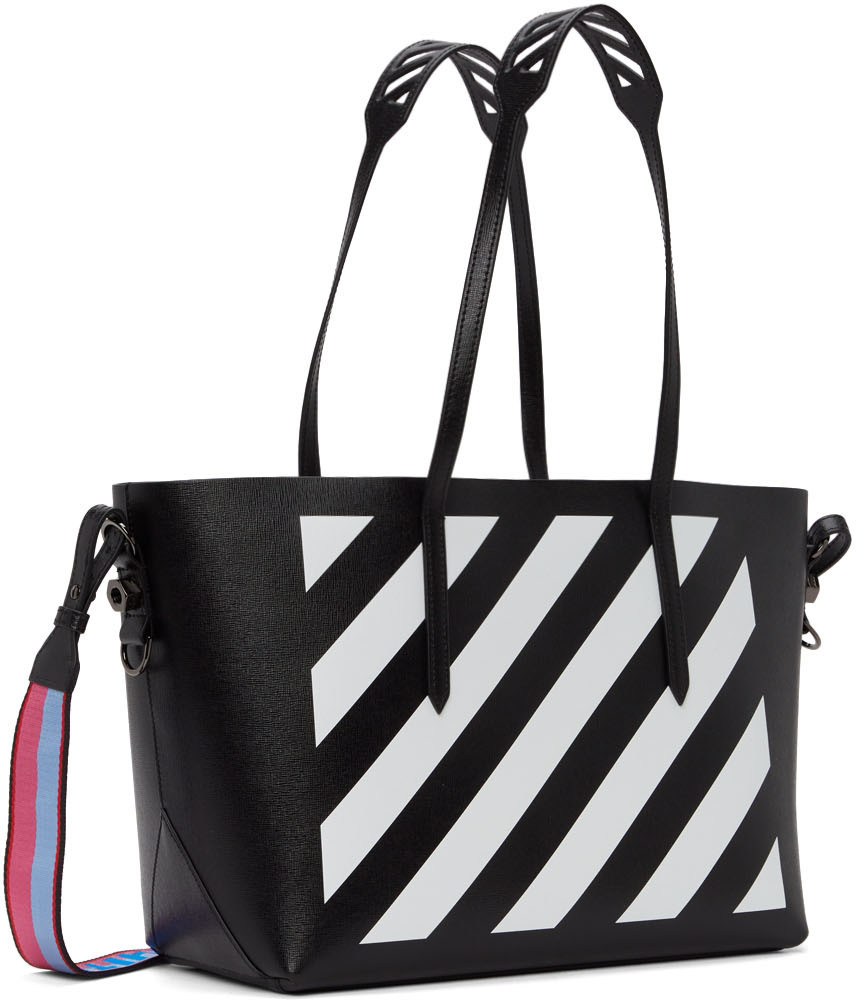 Off-white Logo Stripe Print Handbag In Black
