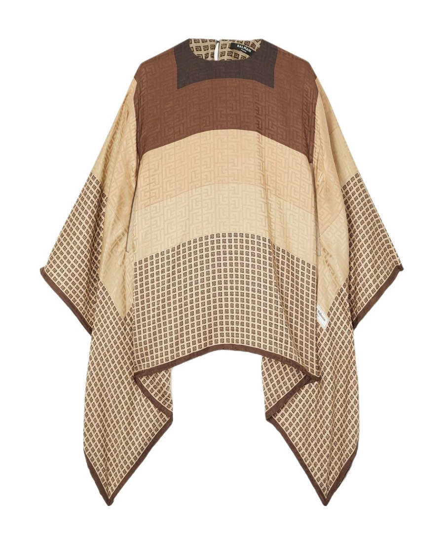 Balmain Printed Cape In Brown