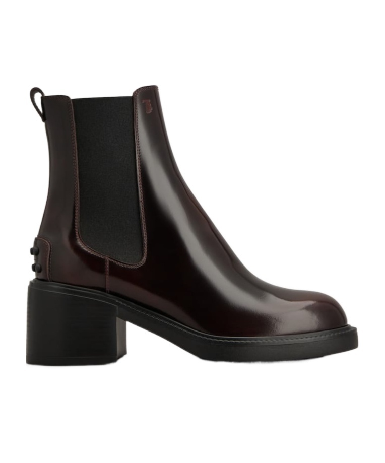 Tod's Block Heel Chelsea Boots In Burgundy