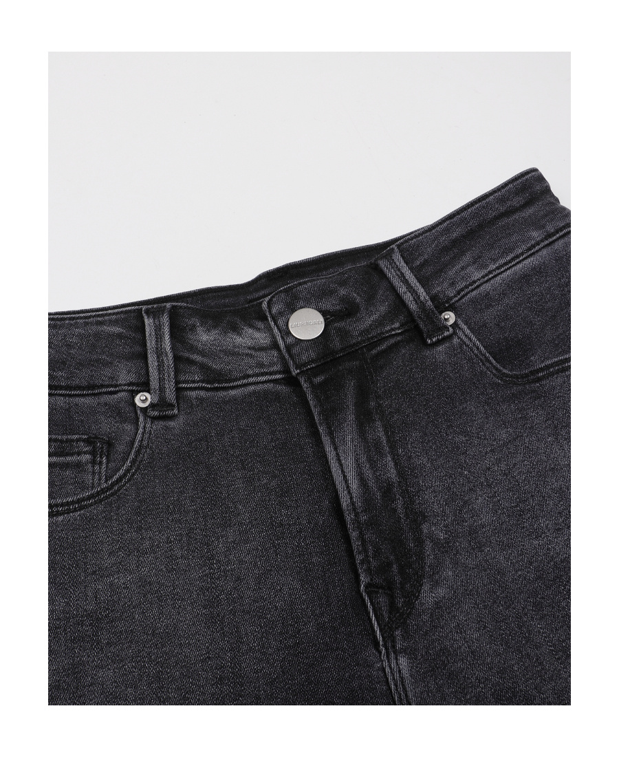 Liuregali Trim Rough Rimmed Riding Denim Shorts In Gray