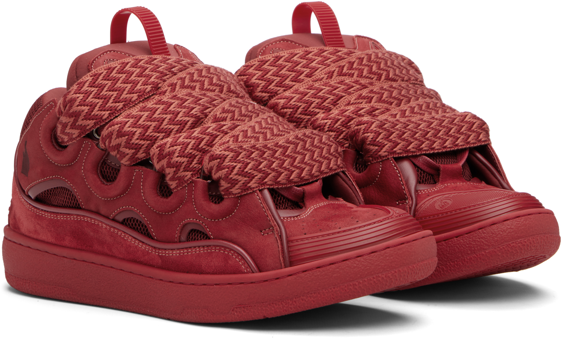 Lanvin Curb Leather Sneakers In Red