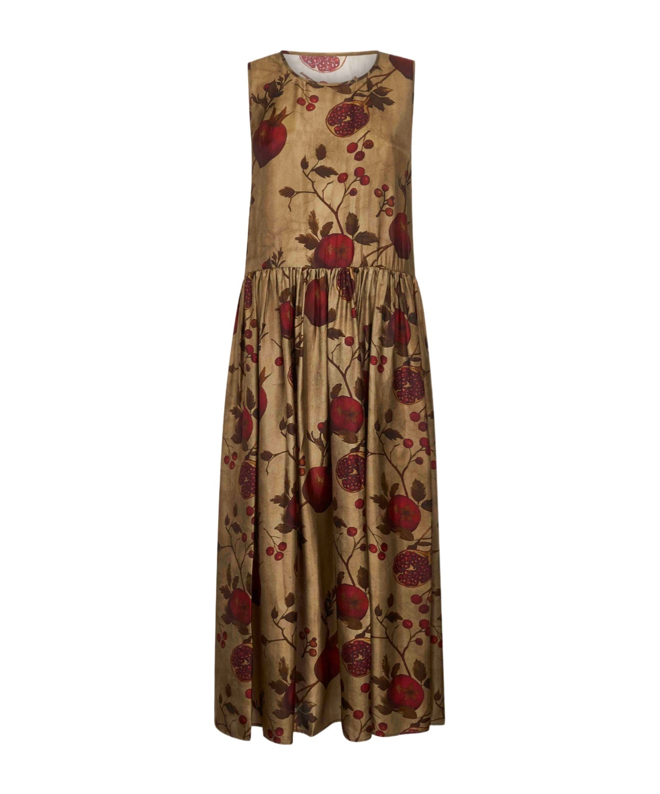 Uma Wang Printed Viscose And Cupro Ardal Midi Dress In Brown