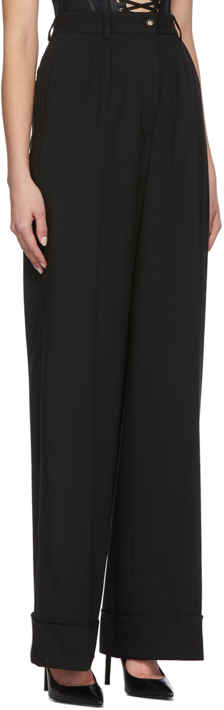 Dolce & Gabbana High-waist Wide-leg Trousers In Black
