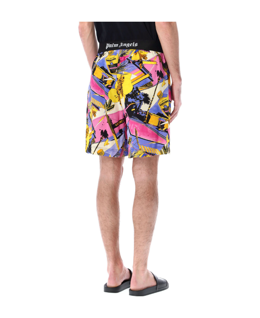 Palm Angels Miami Flower Deck Shorts In Multicolor