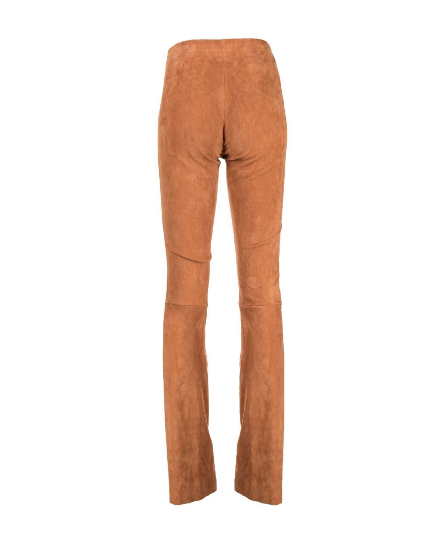 Drome Flared Suede Stretch Trousers In Brown