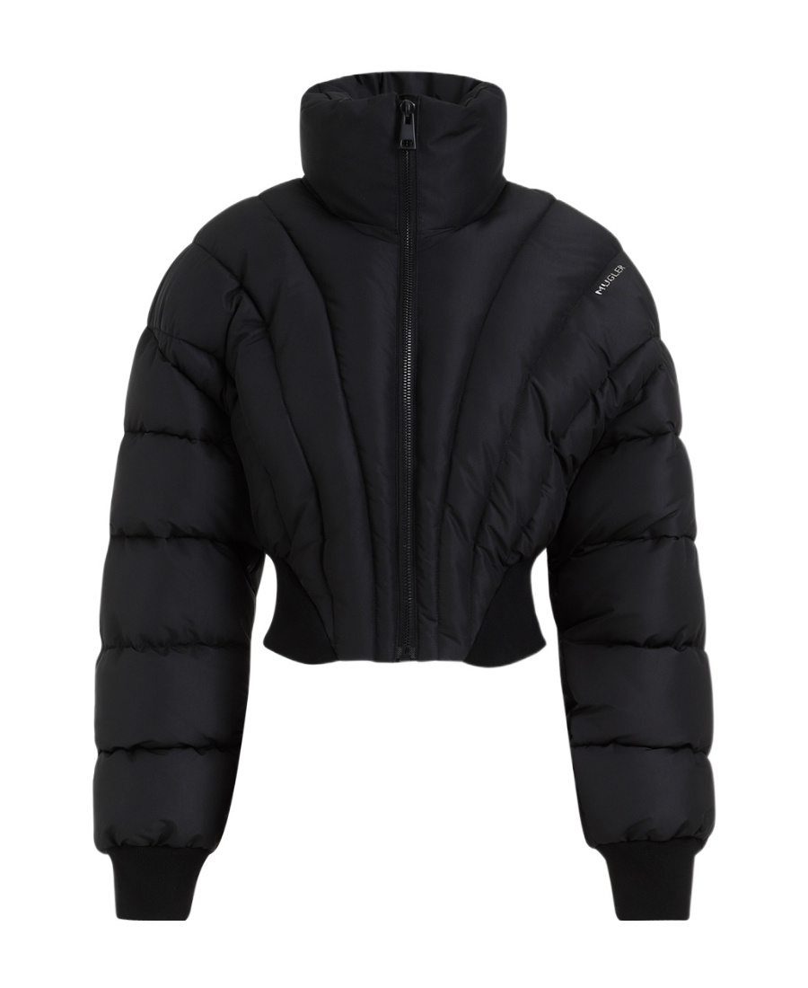 Shop Mugler Cropped Puffer Jacket In Black