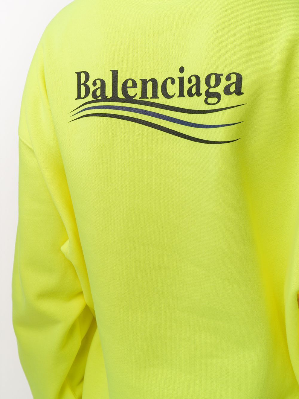 Balenciaga Logo Print Cotton Hoodie In Yellow