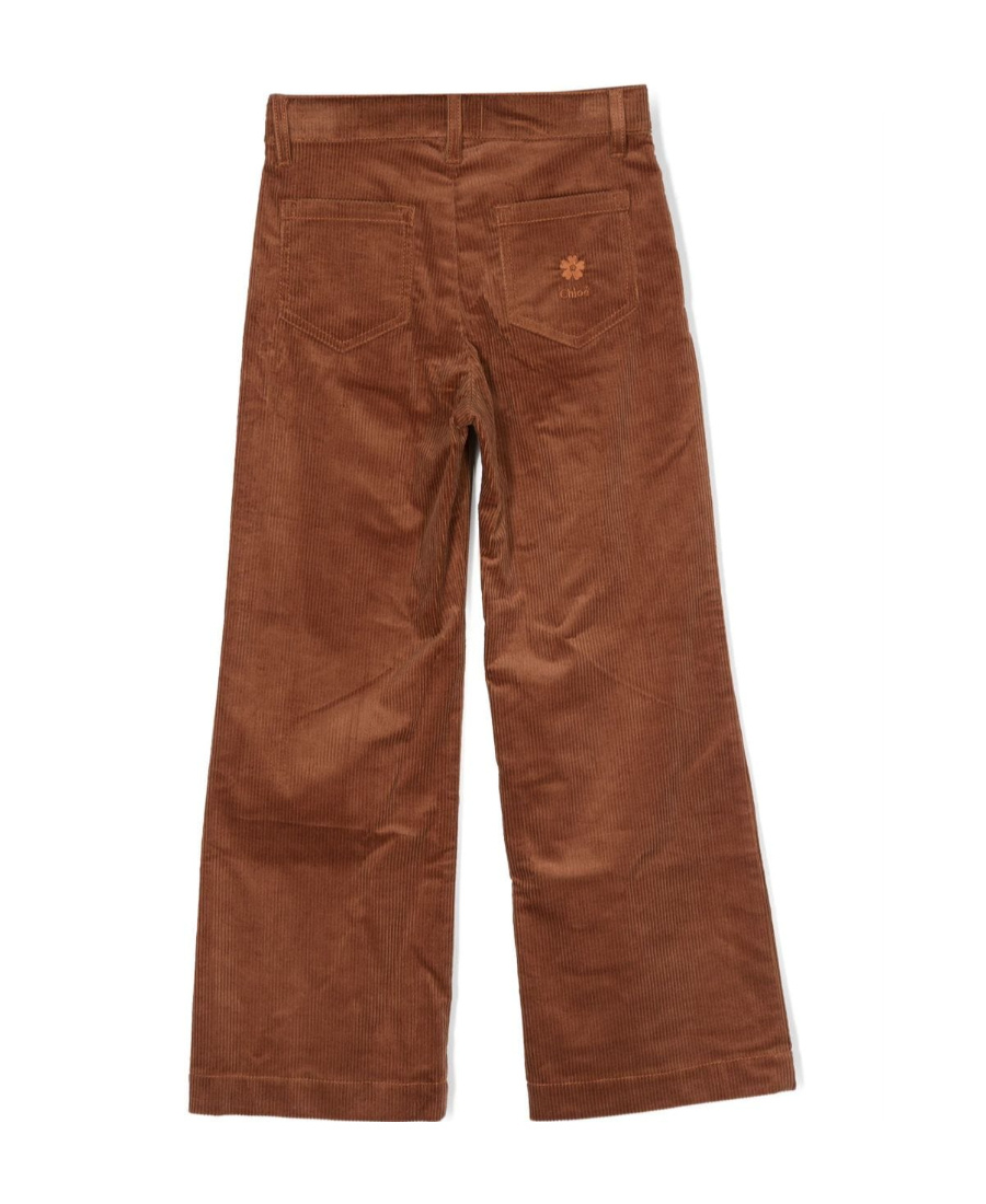 Chloé Teen Girls Brown Cotton Corduroy Trousers In Brown