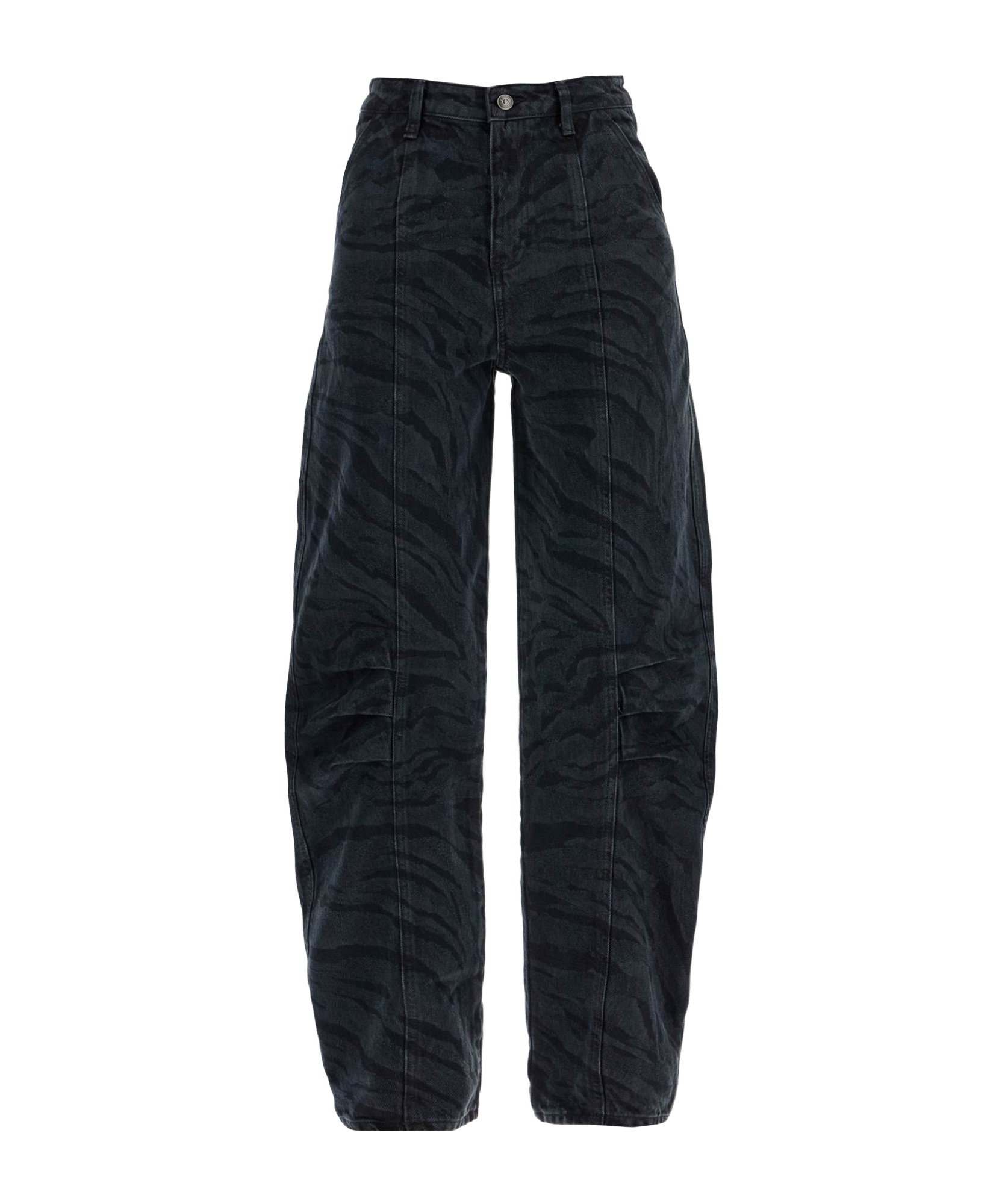 Rotate Birger Christensen Animal Print Barrel Jeans In Black
