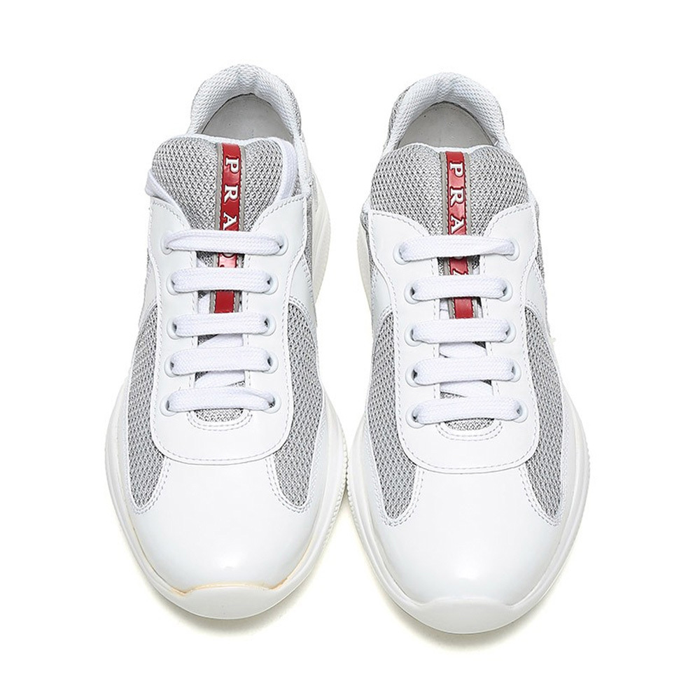 Prada Mesh Stitching Leisure Sports Shoes In White
