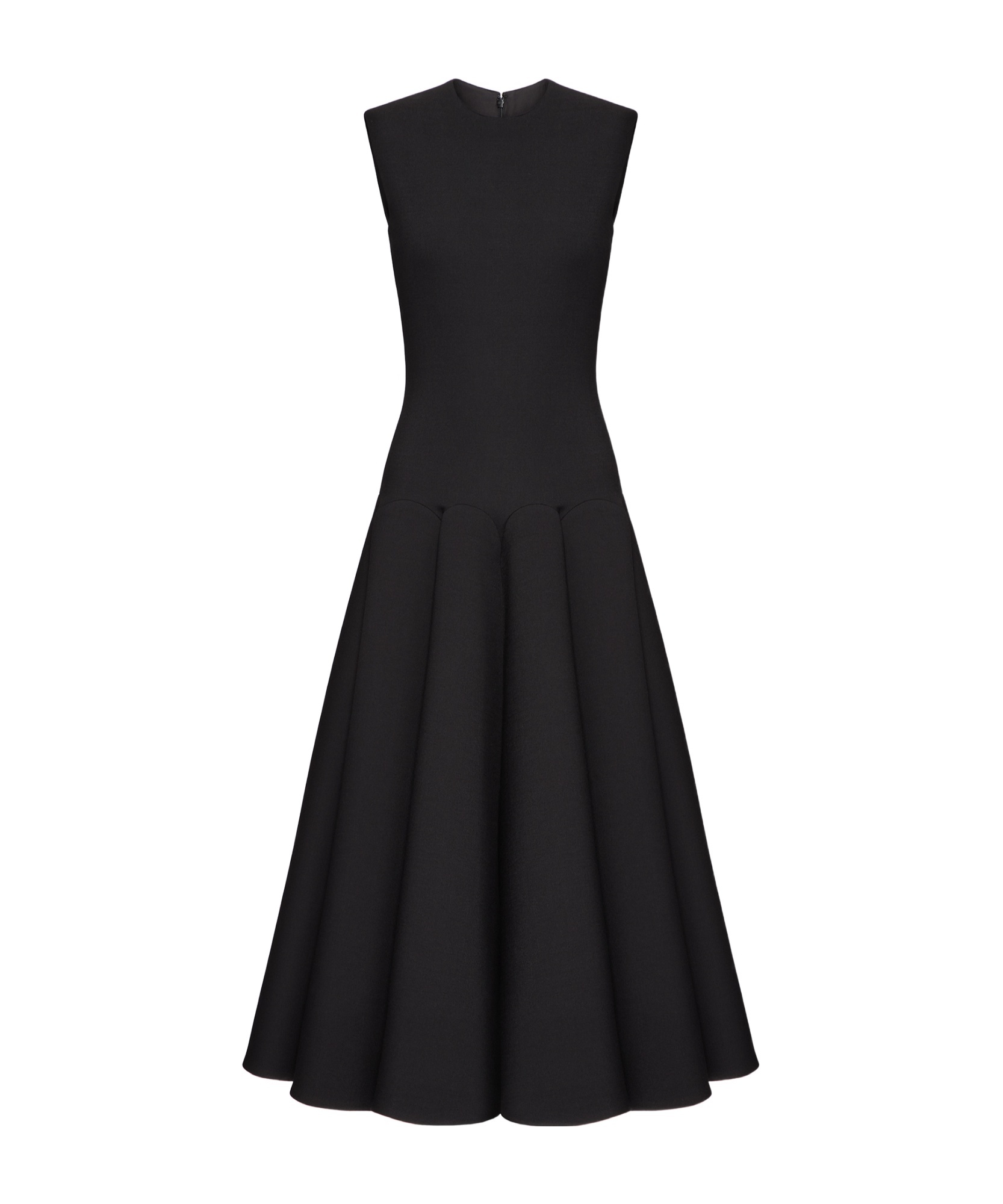 Valentino Pleated Virgin Wool Dress In Black