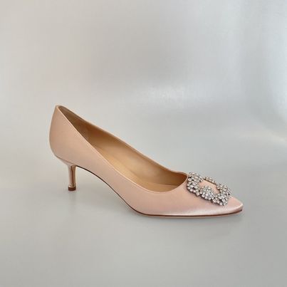 Manolo Blahnik Logo High Heels In Nude