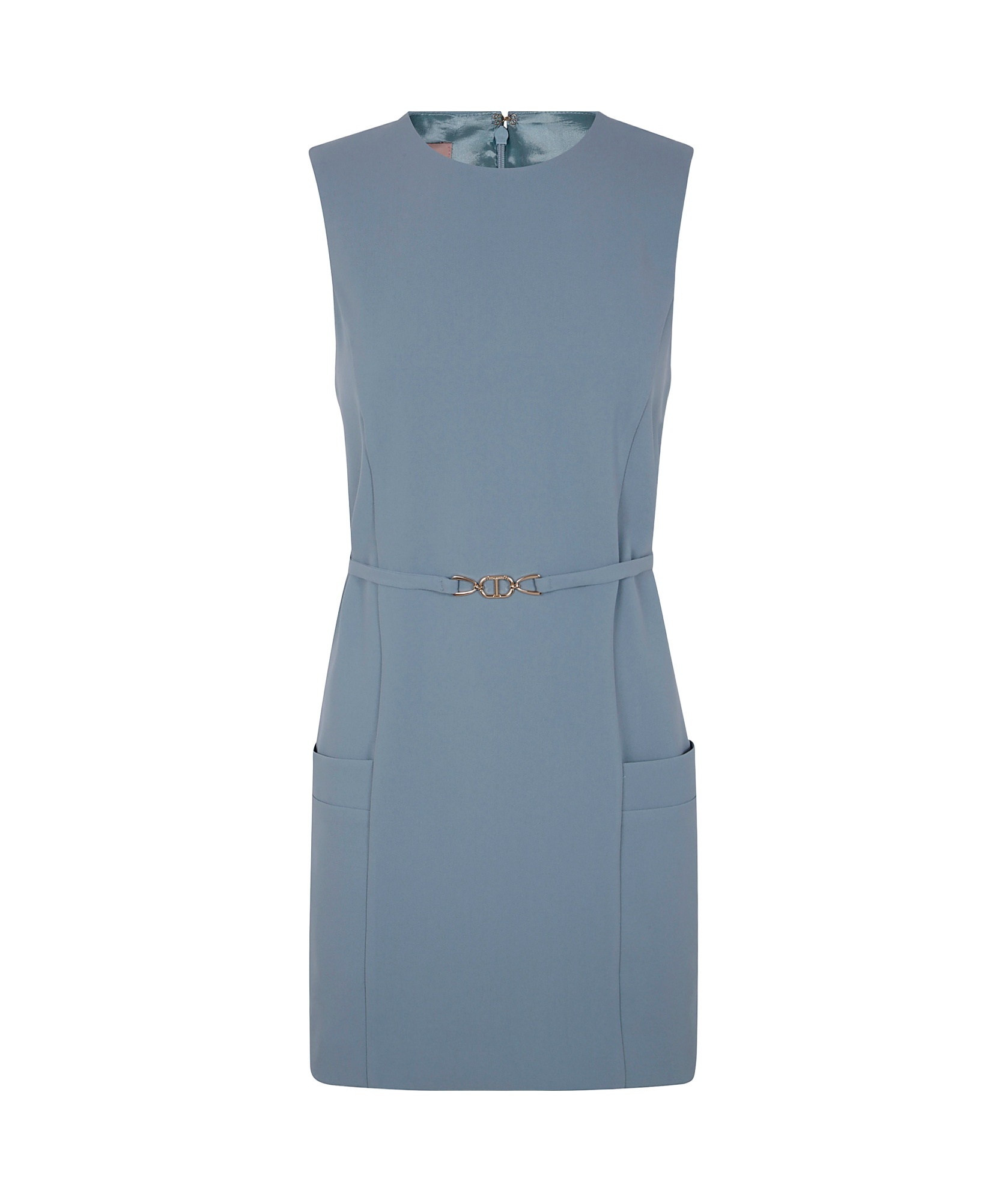 Shop Twinset Belted Mini Dress In Gray