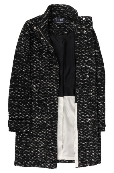 Armani Jeans Dark Gray Long-sleeved Coat In Black
