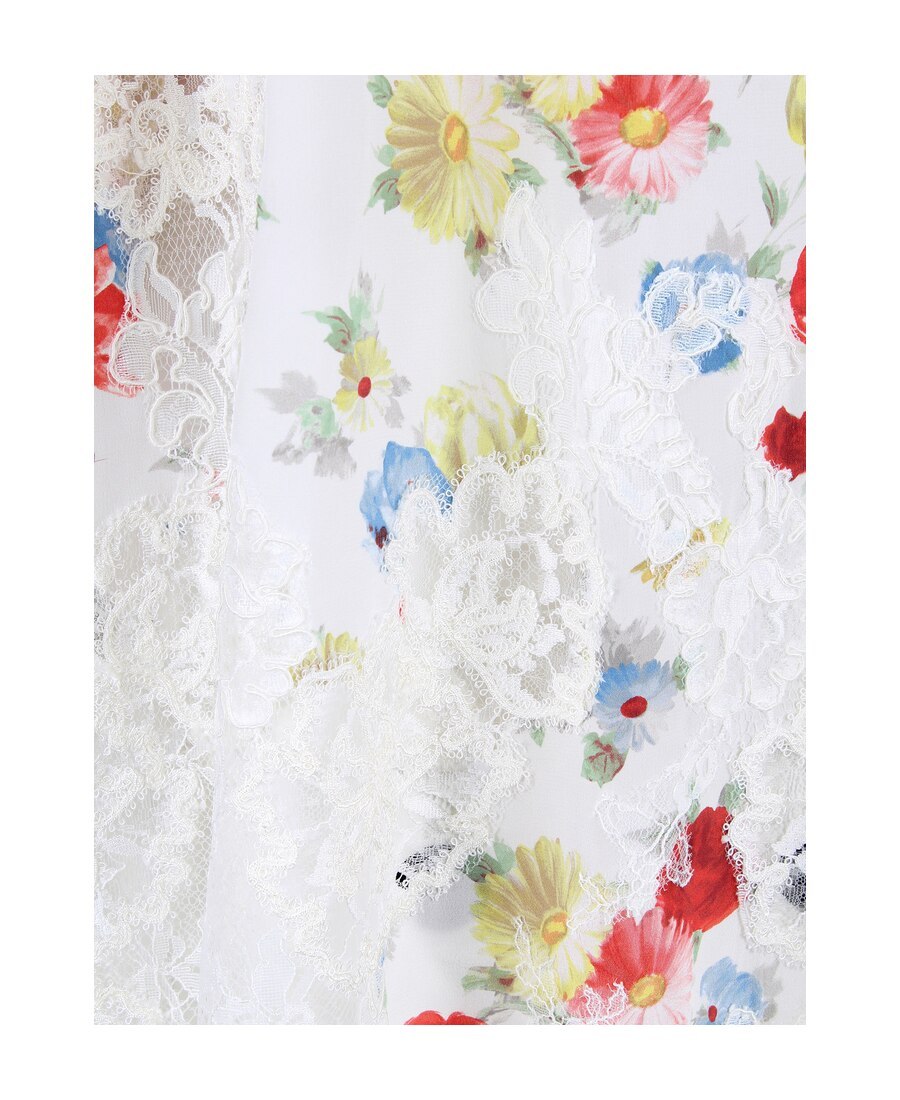 Ermanno Scervino Floral Printing Mixed Spliced Shirt In White