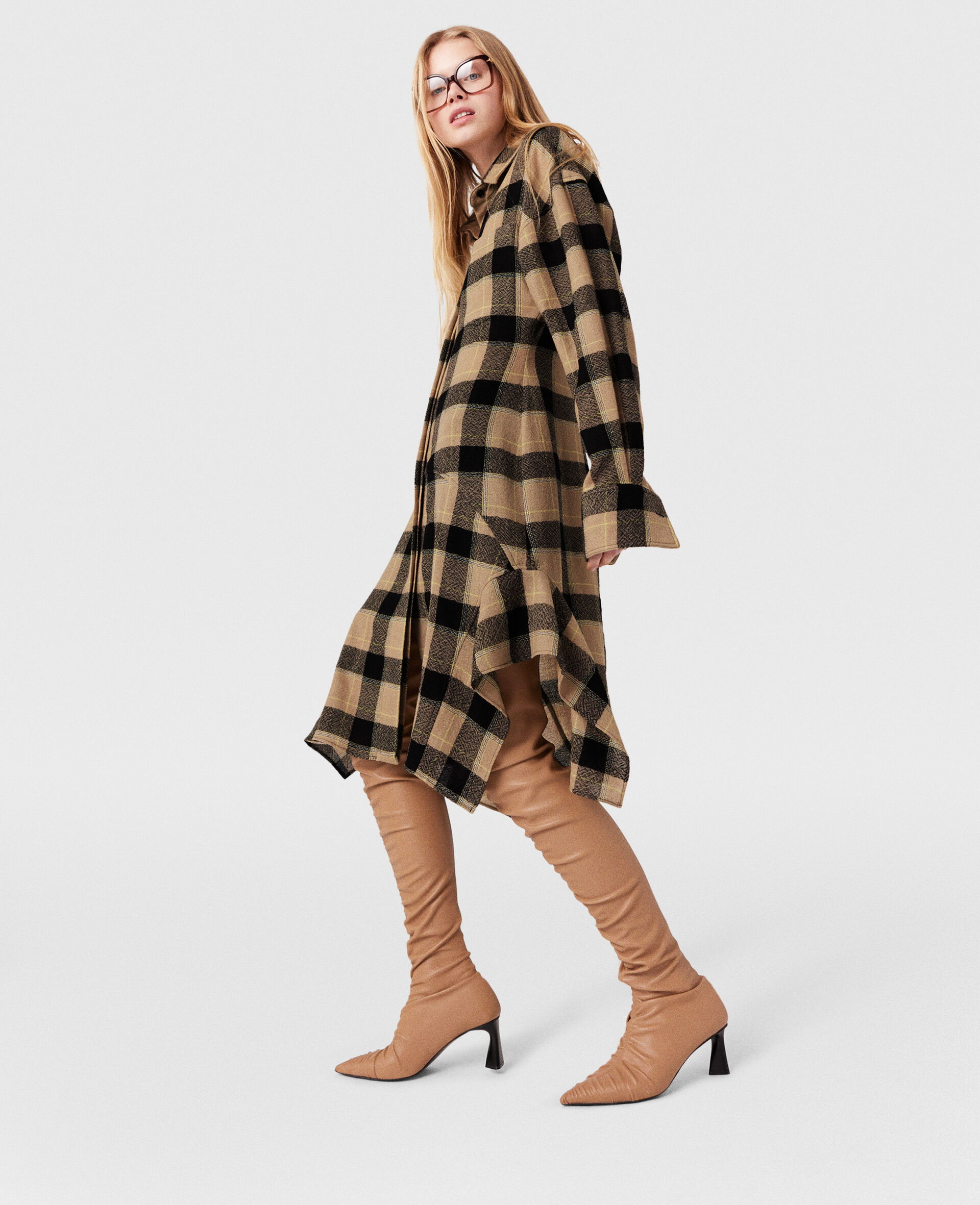 Stella Mccartney Horn Check Medium Length Wool Dress In Green