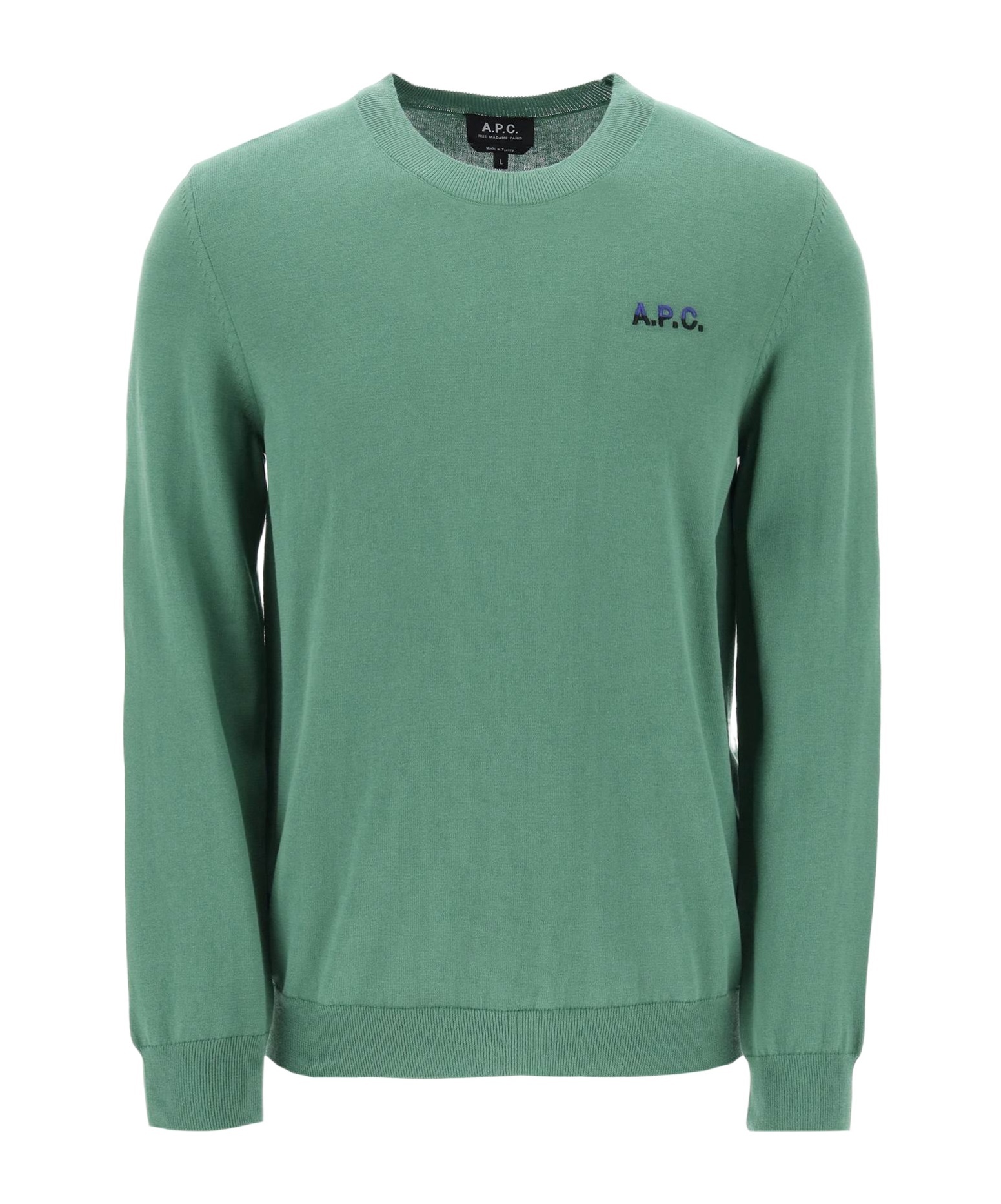 Apc A.p.c. Crew Neck Cotton Sweater In Green