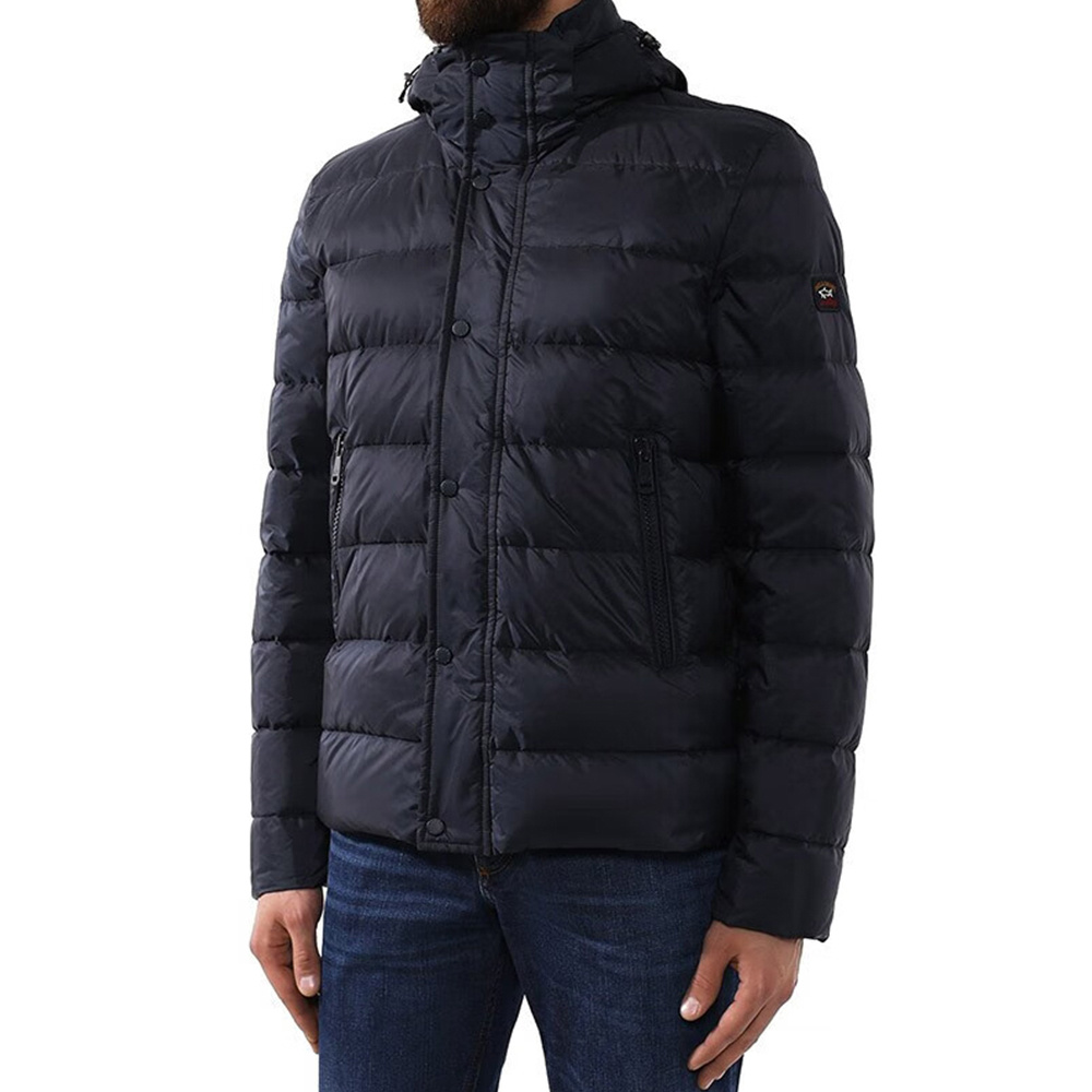 Paul & Shark Hooded Quilted Down Jacket In Black