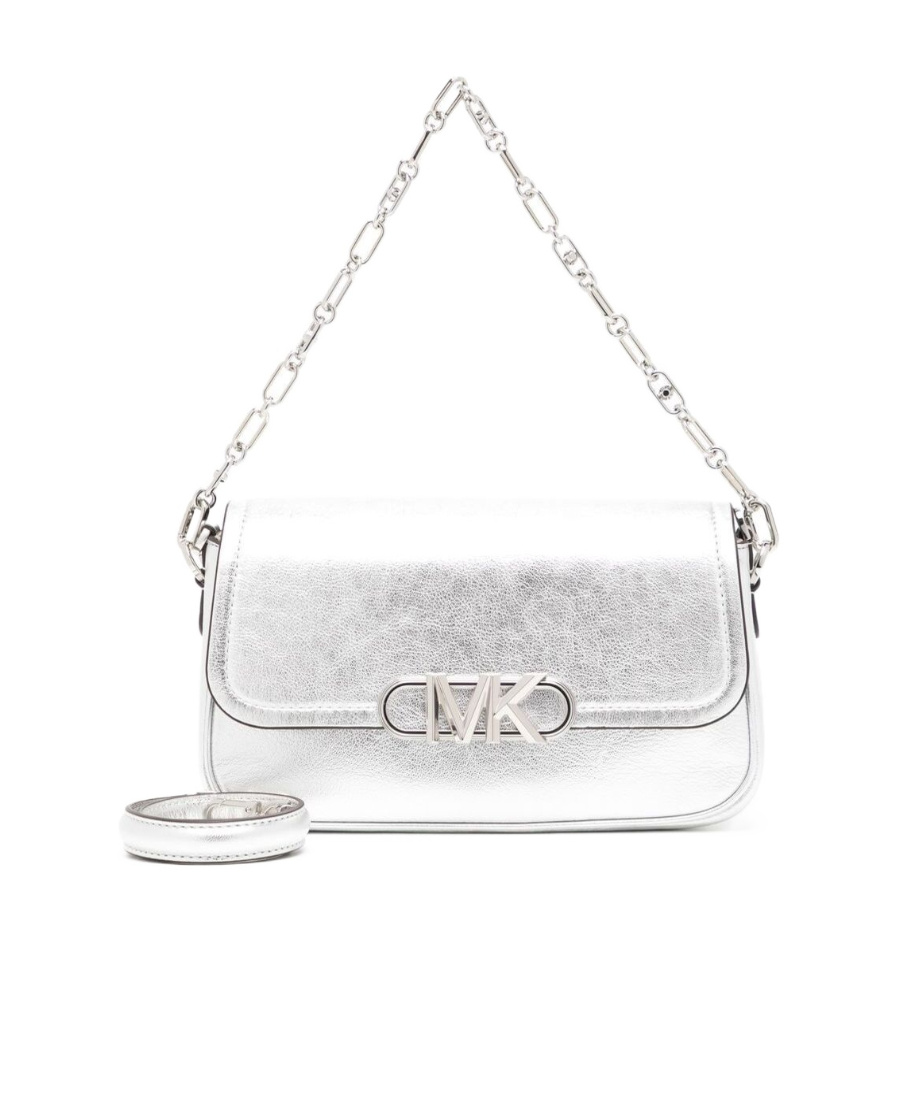 Michael Kors Silver-tone Medium Parker Shoulder Bag In White