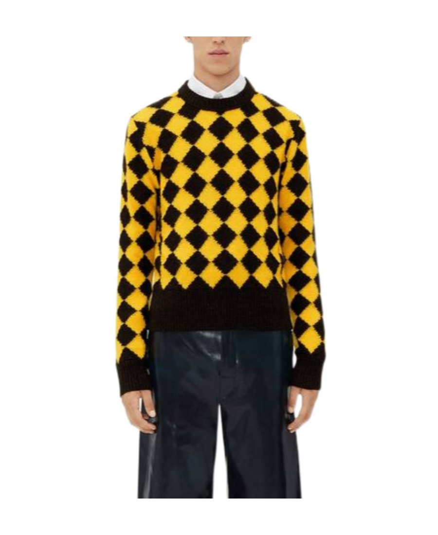 Bottega Veneta Argyle Intarsia Wool Jumper In Black