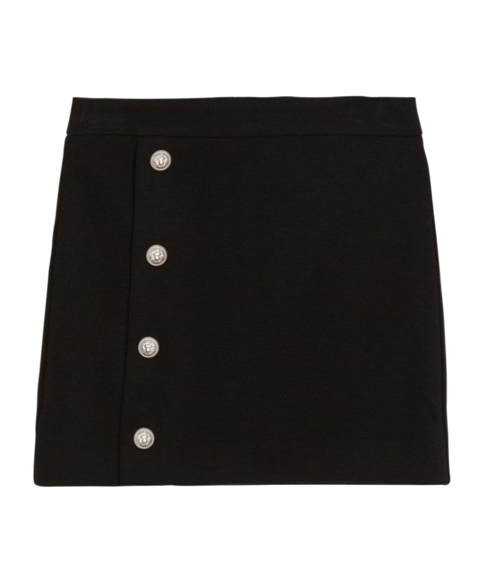 Balmain Black Short Skirt With Buttons In Black