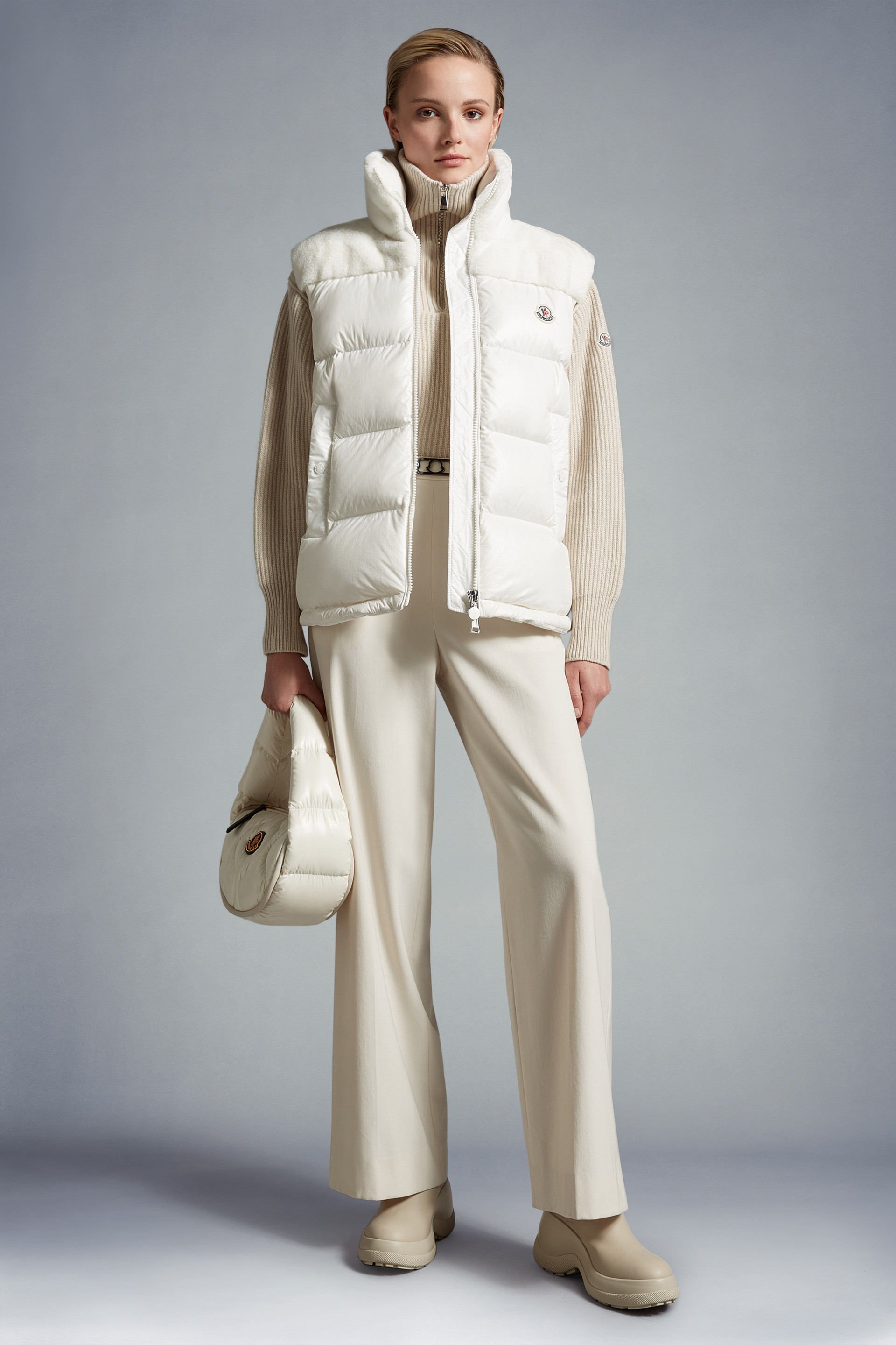Moncler Lempa Nylon Down Vest In White