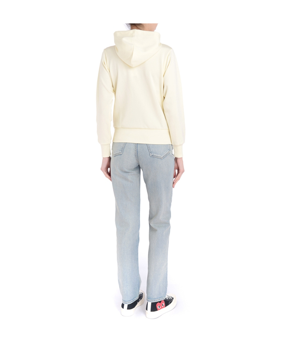 Comme Des Garçons Play Heart Logo Patch Zip-up Hoodie In White