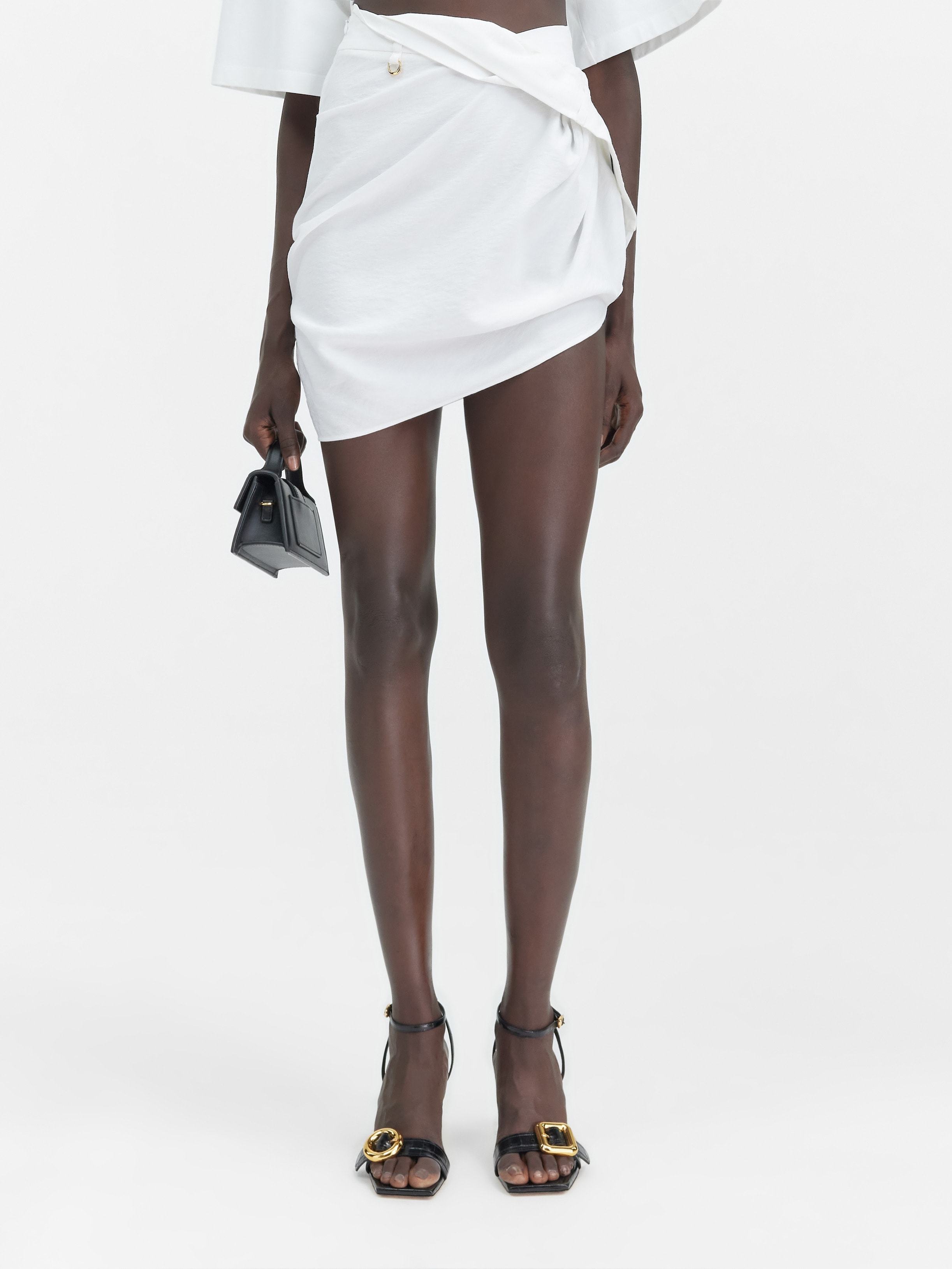 Jacquemus La Mini Jupe Saudade Draped Miniskirt In White