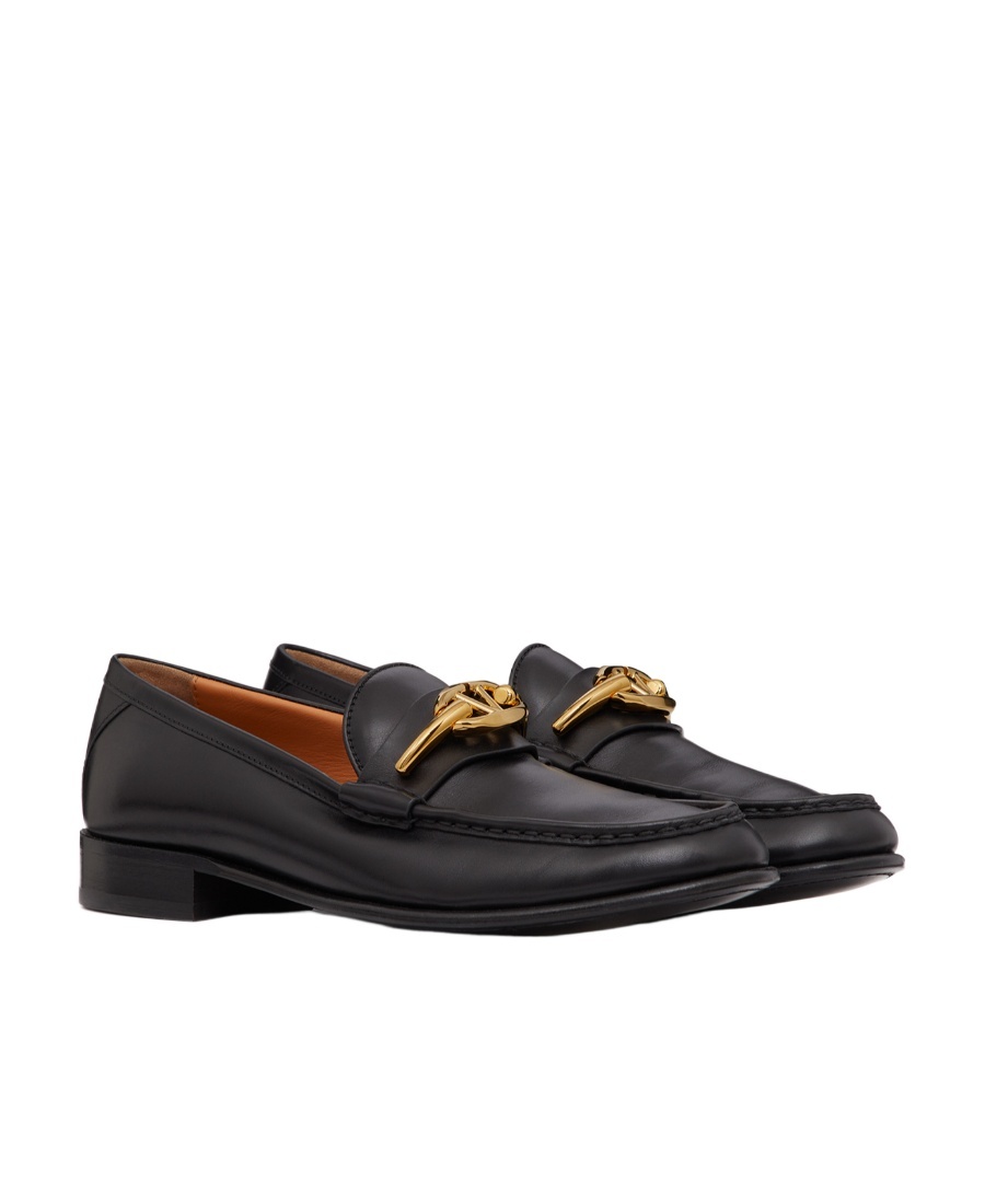 Valentino Vlogo Gate Loafers In Black