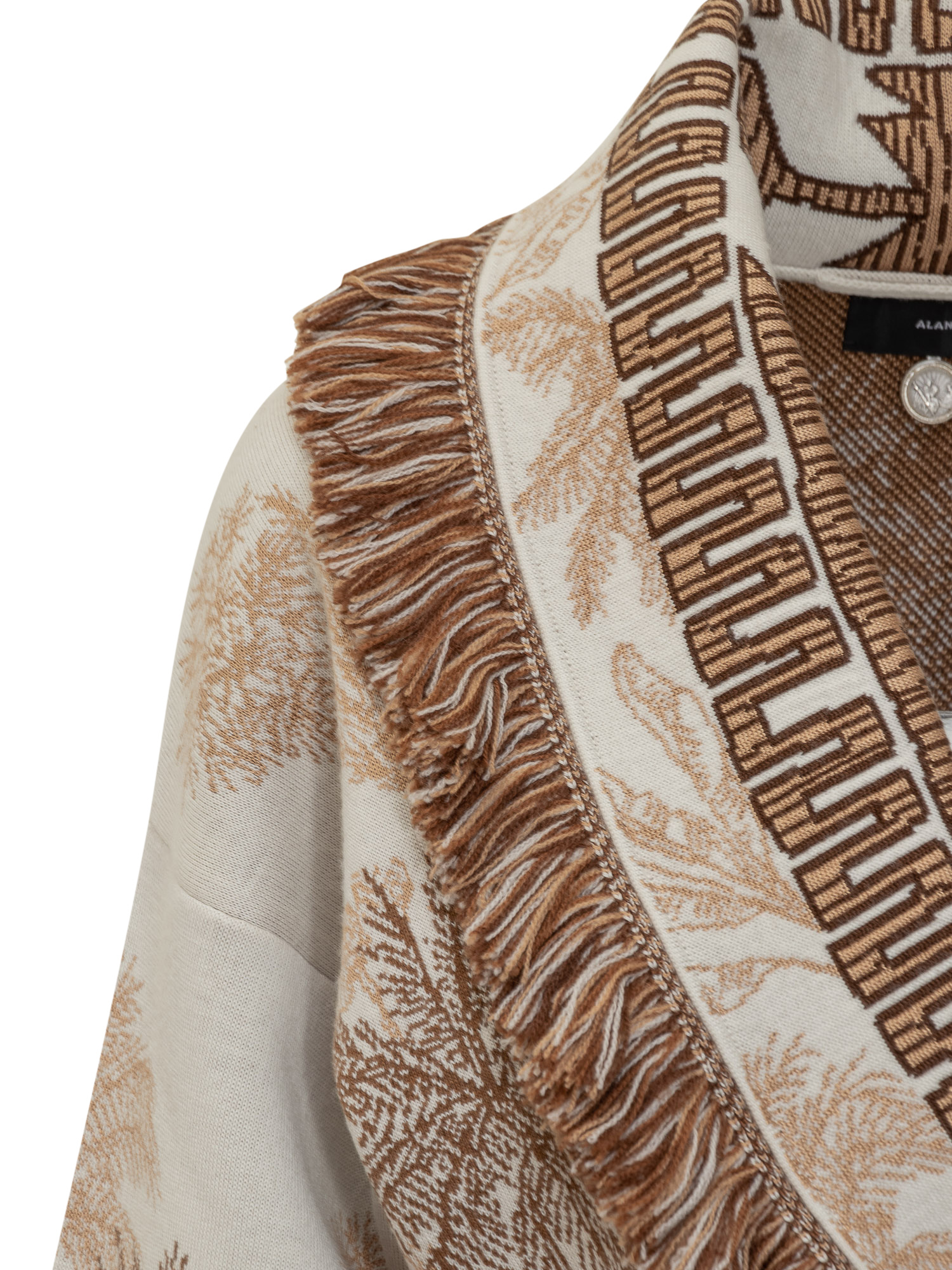 Alanui Jungle Toile De Jouy Wool Blend Cardigan In Nude