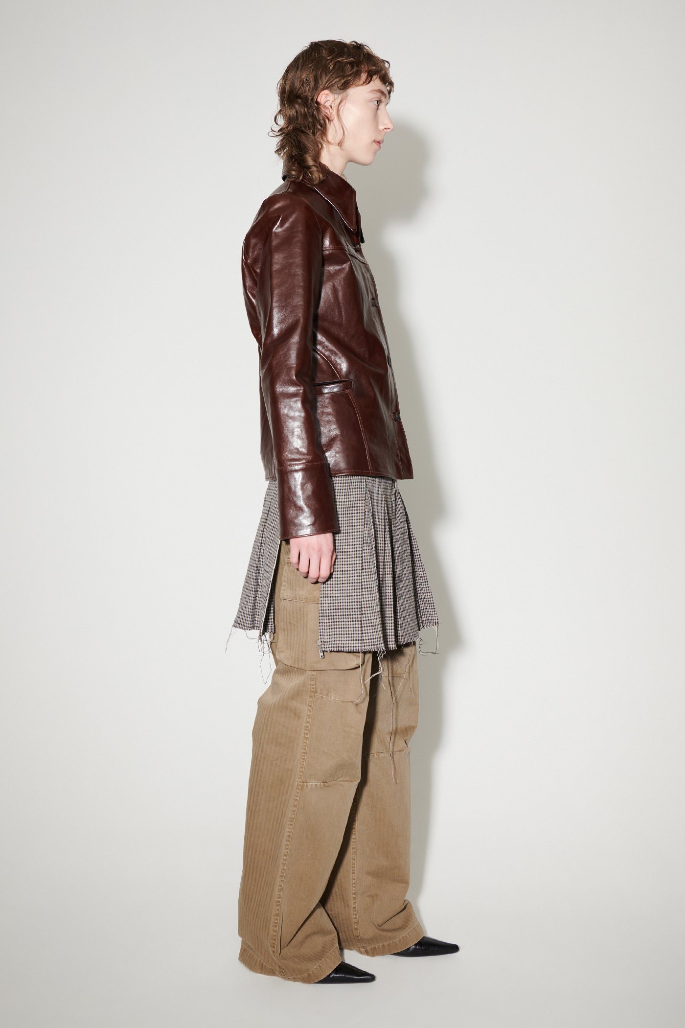 Our Legacy Long-sleeved Leather Jacket In Brown