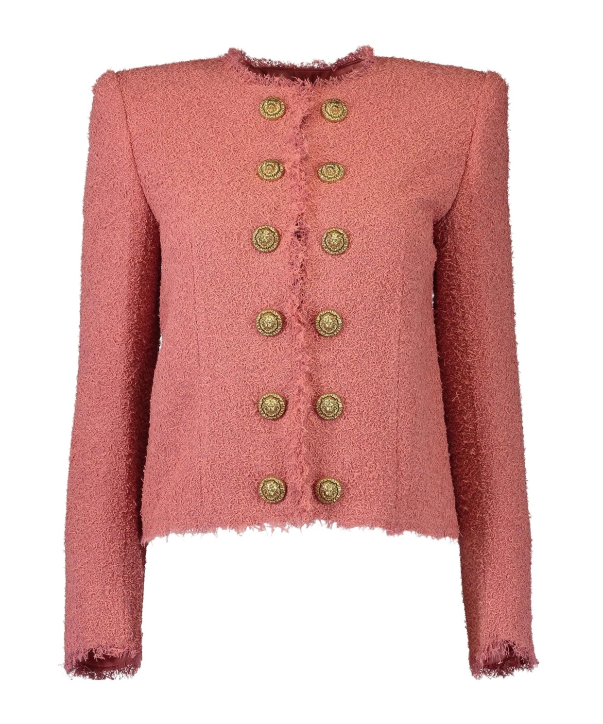 Balmain Buttoned Tweed Jacket In Pink