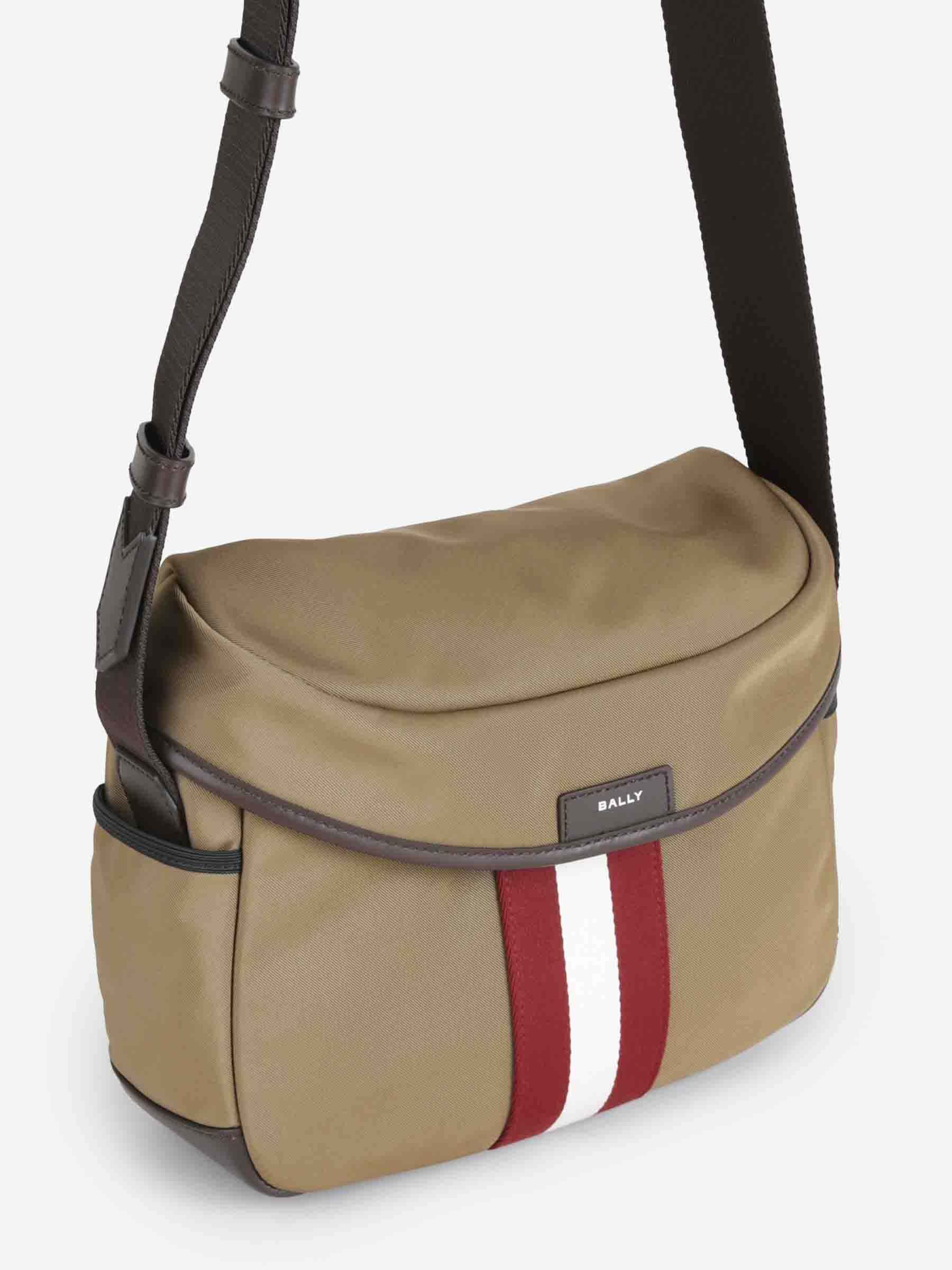 Bally Striped Shoulder Bag In Brown