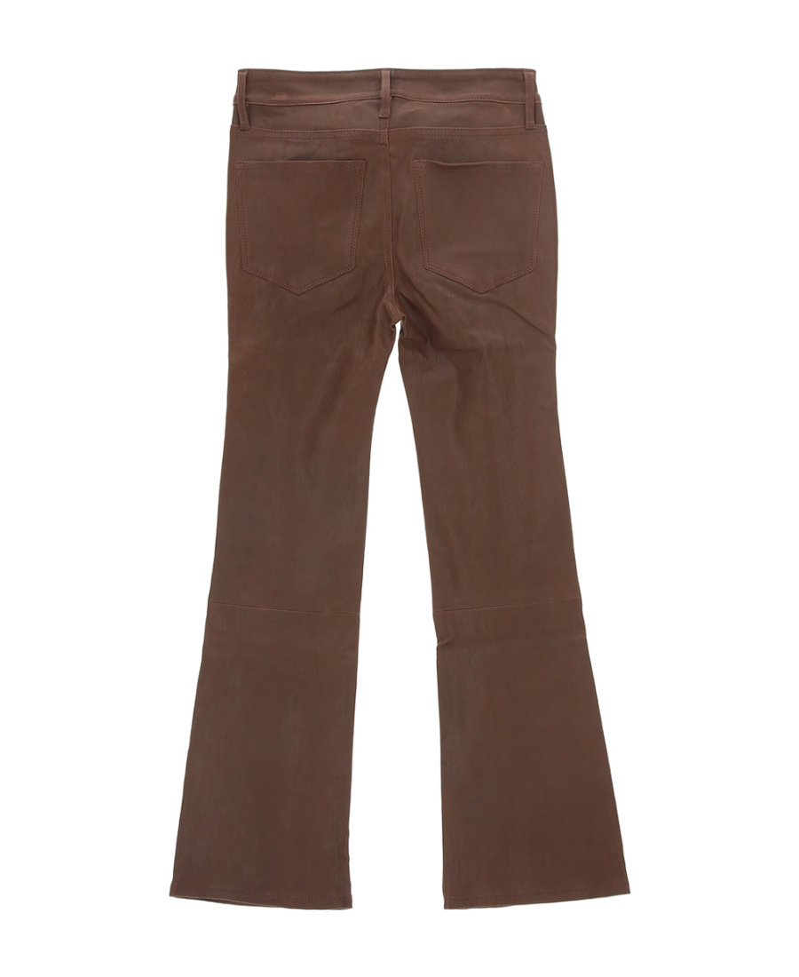 Frame Flared Leather Trousers In Brown