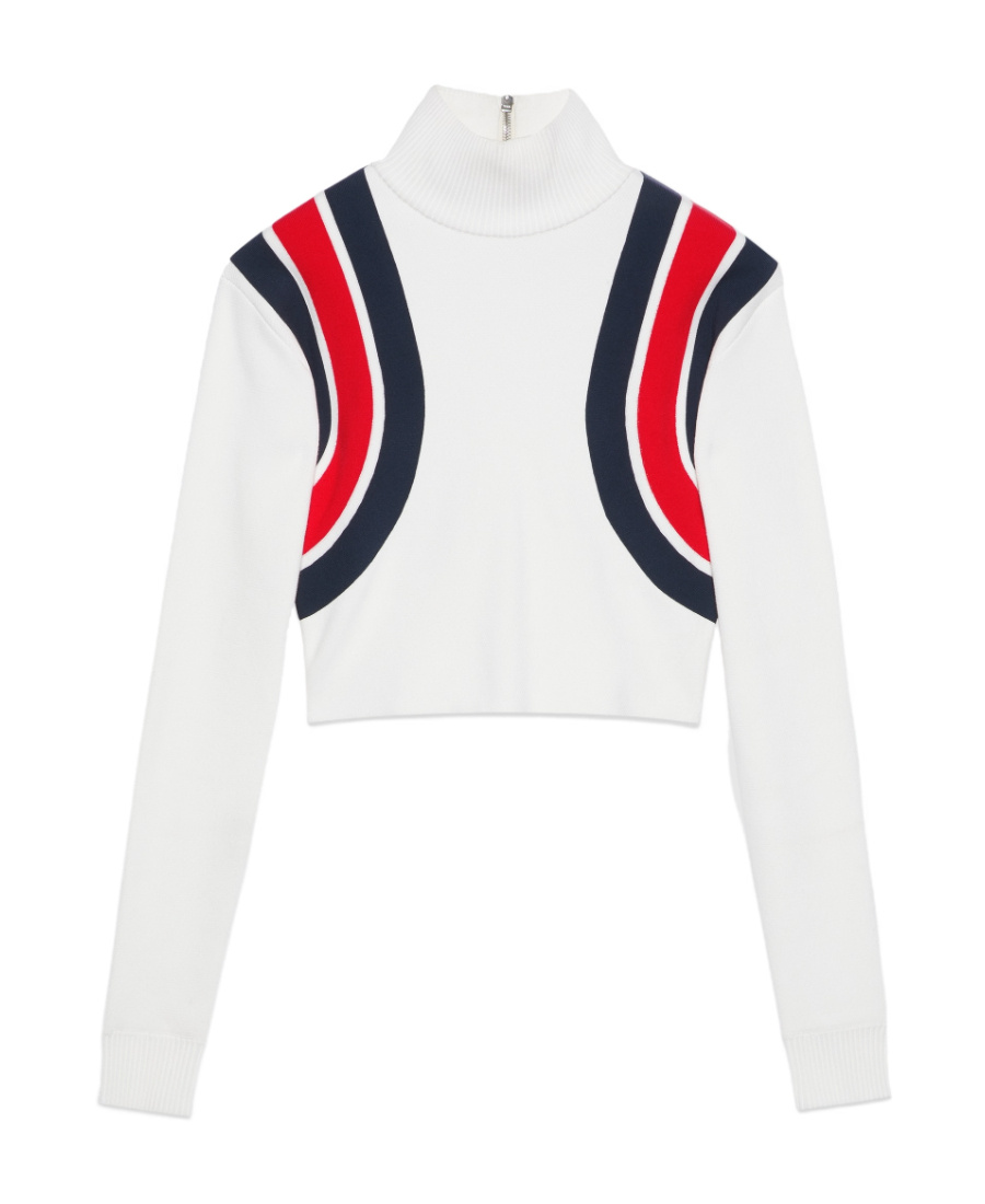 Gucci Web Knitted Cropped Top In White