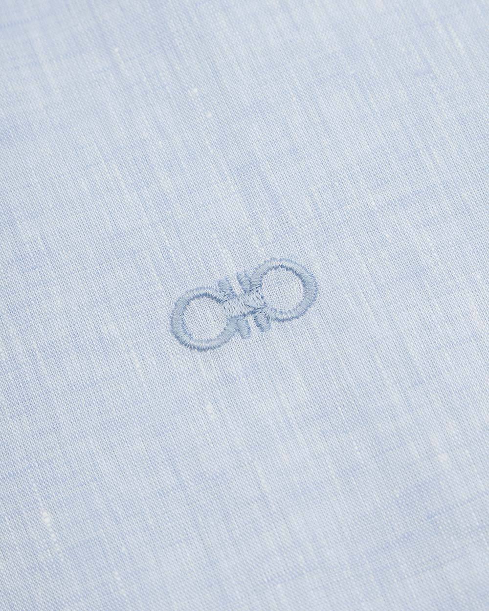 Ferragamo Embroidered Shirt With Logo In Blue