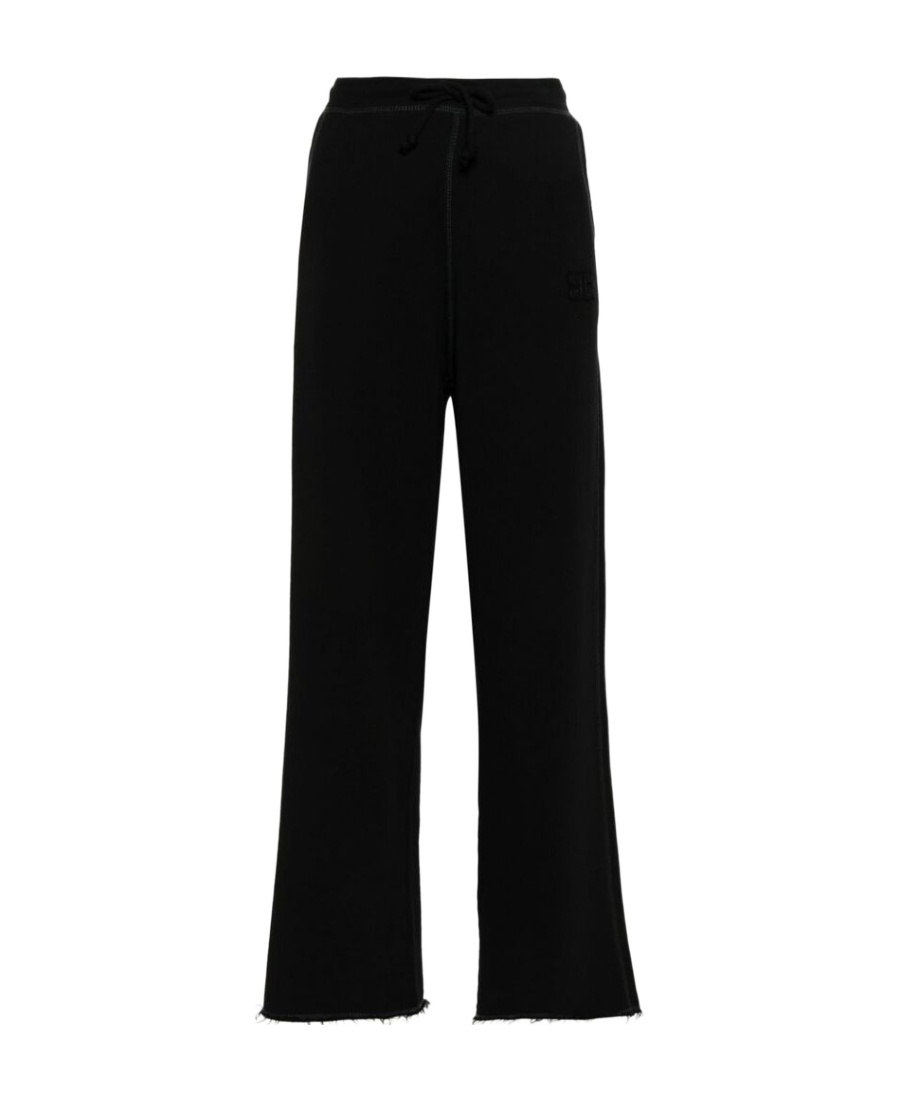 Ganni Embroidered-logo Track Pants In Black