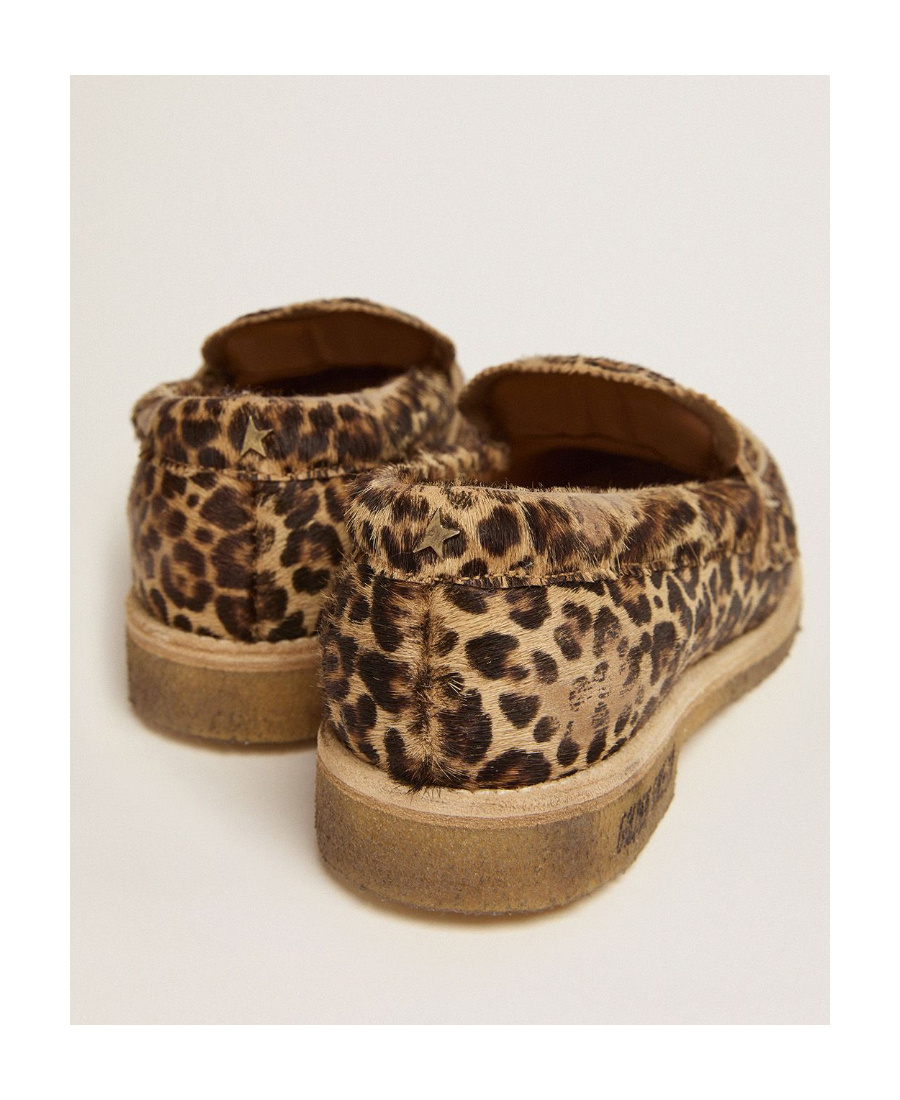 Golden Goose Leopard-print Round-toe Loafers In Brown