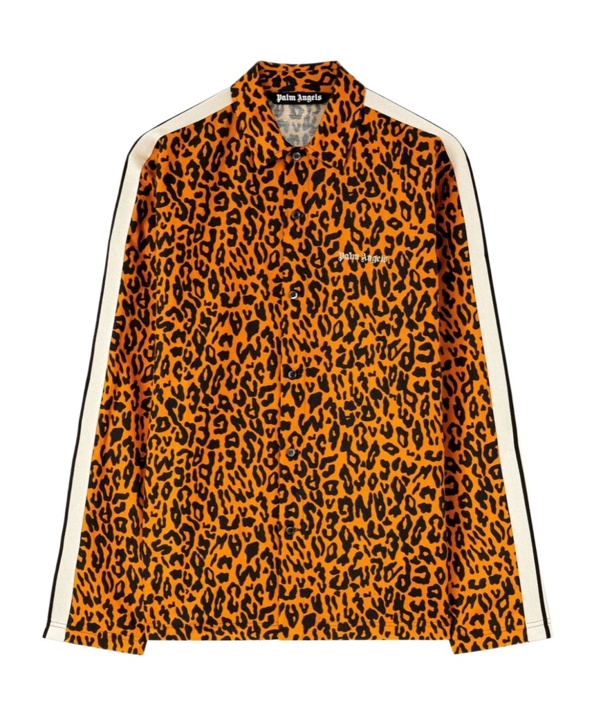 Palm Angels Webbing-trimmed Leopard-print Linen And Cotton-blend Shirt In Brown