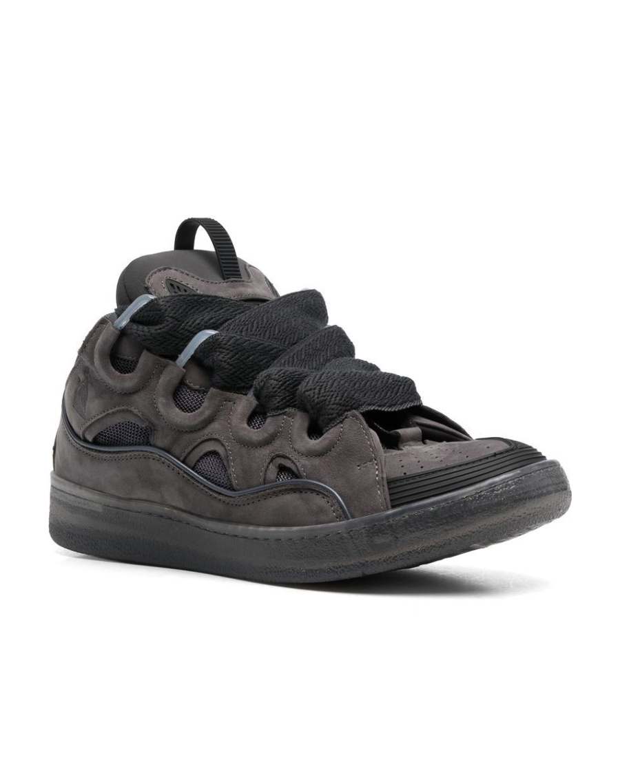 Lanvin Curb Lace-up Sneakers In Black