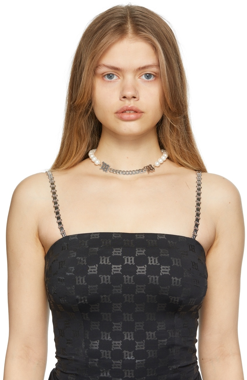 Misbhv M Beaded Necklace In White