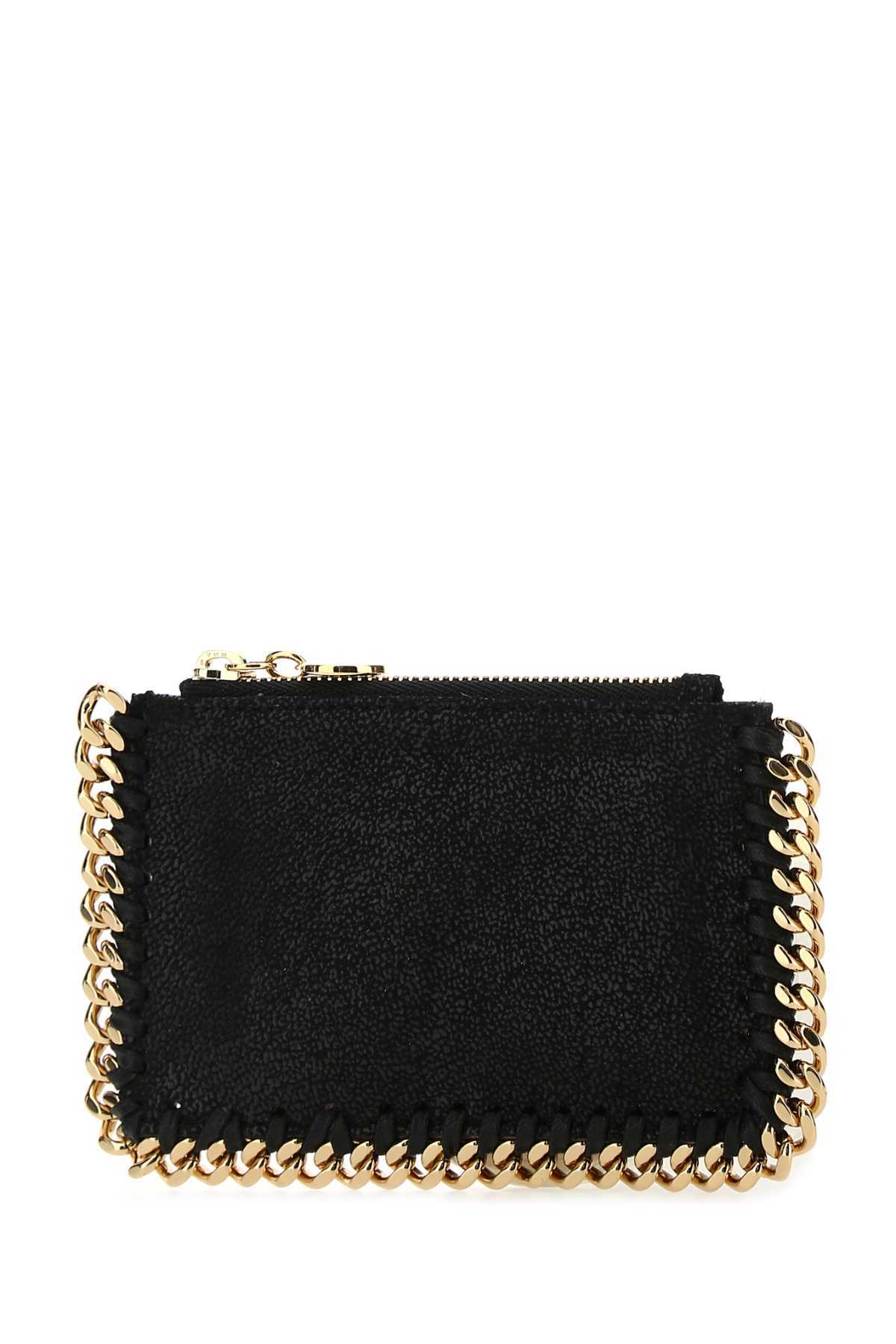 Stella Mccartney Slate Shaggy Deer Falabella Card Holder In Black