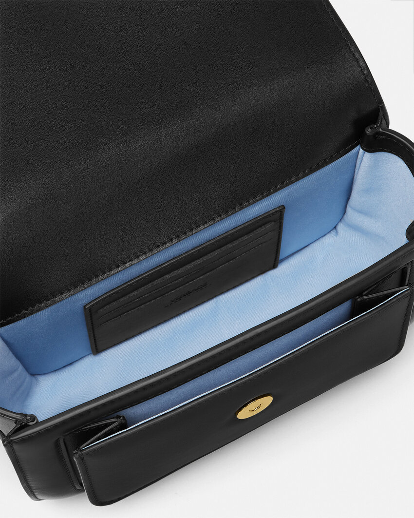 Versace Medusa Foldover Top Messenger Bag In Black