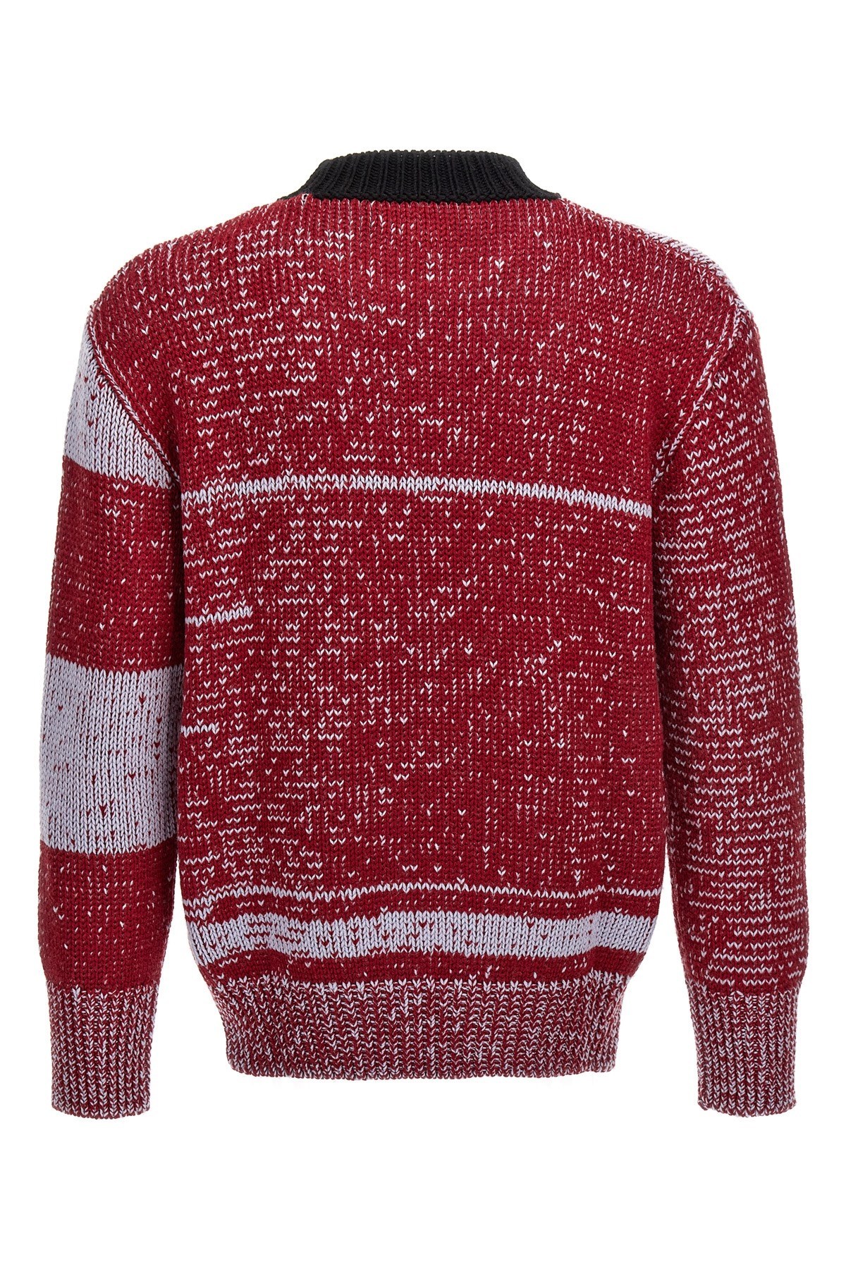 Marni Logo Intarsia Crewneck Jumper In Burgundy