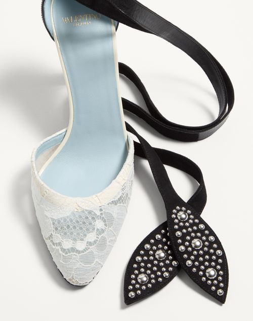 Shop Valentino 85mm Leather Pumps In Ivory/nude/black