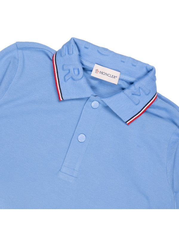 Moncler Long-sleeved Polo Shirt In Blue