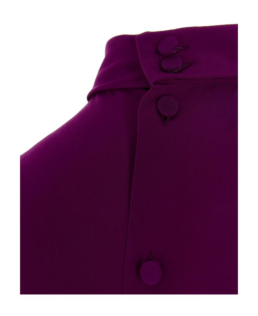 Gucci Silk Shirt With Buttoned High Neckline And Long Sleeves In Purple