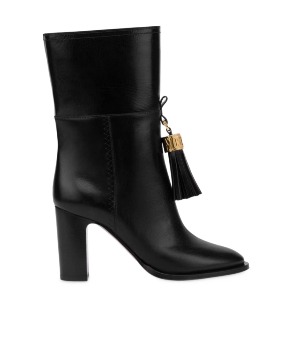 MOSCHINO TASSEL-CHARM LEATHER ANKLE BOOTS